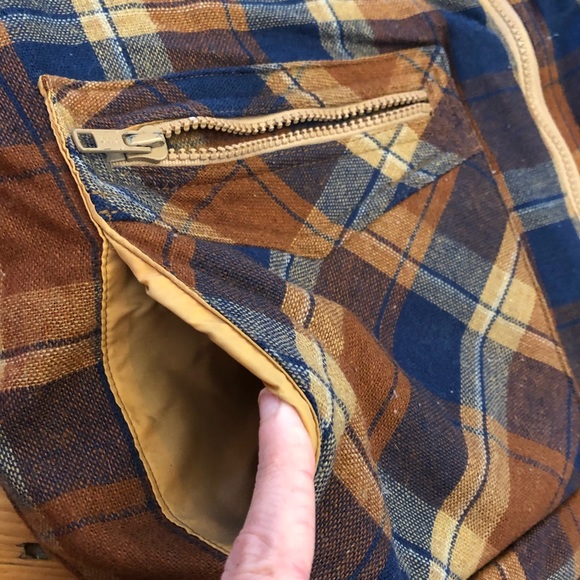 RARE Vintage 70s Plaid Wool Reversible Down Feather Puffer Vest Unisex - Picture 8 of 15